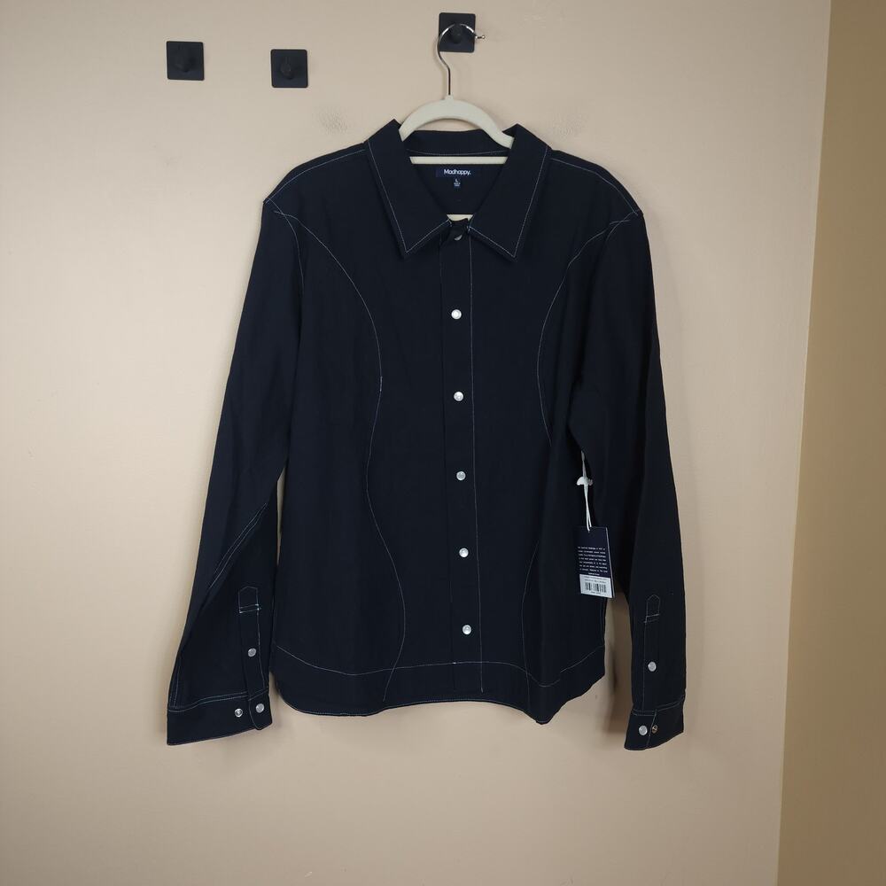 Madhappy Cropped Panelled Western Shirt in Old Blue Size L